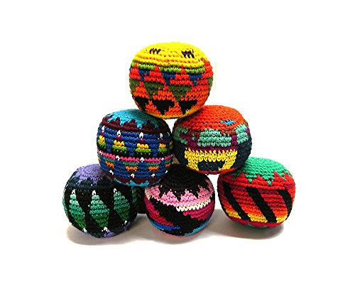 Mia Jewel Shop Guatemalan Handcrafted Crochet Assorted Pattern Hacky Ball Foot Bag Sack Multicolored - Wholesale Set of 3, 6, 12, or 24 (Set of 3)