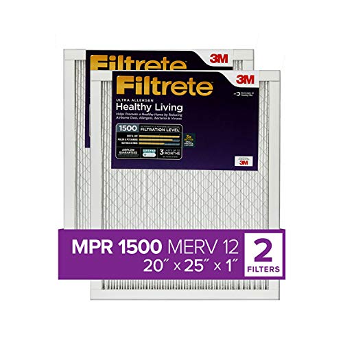 Filtrete UR03-2PK-1E 20x25x1, AC Furnace Air Filter, MPR 1500, Healthy Living Ultra Allergen, 2-Pack