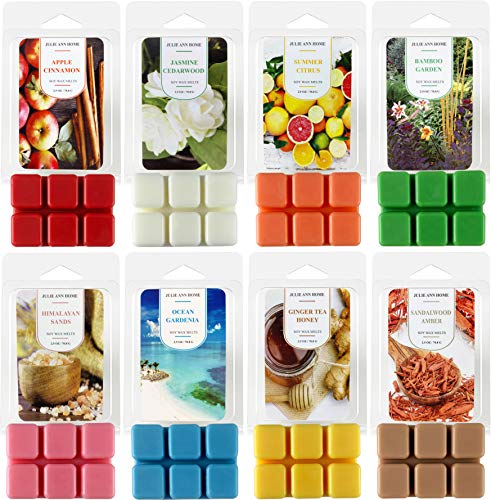 Hand-Poured Scented Soy Wax Melts | Set of 8 Assorted 2.5oz Wax Cubes/Tarts | Home Fragrance for Candle Wax Warmer | Bulk Value Pack