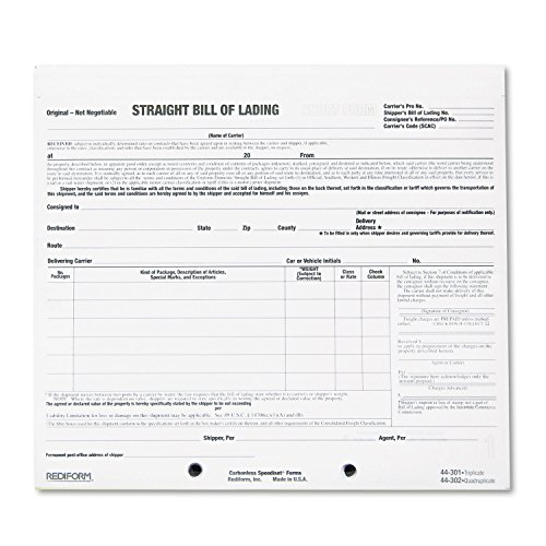 Rediform Bill of Lading Short Form, 8 1/2 x 7, Three-Part Carbonless, 250 Forms