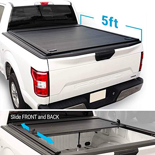 Syneticusa Aluminum Retractable Low Profile Waterproof Tonneau Cover for 2016-2021 Tacoma 5ft Short Truck Bed
