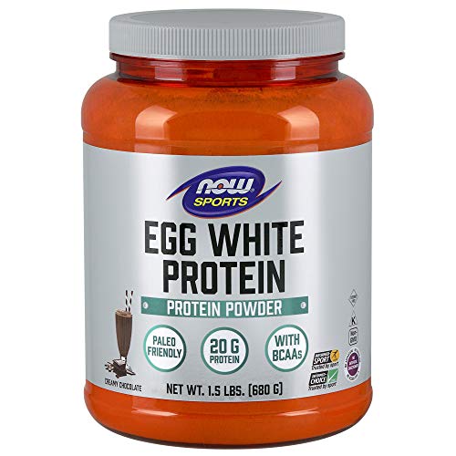 NOW Sports Nutrition, Egg White Protein, 20 G With BCAAs, Creamy Chocolate Powder, 1.5-Pound