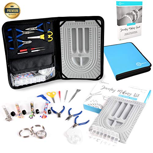 BeautyBeads Jewelry Making Kit for Adults with Beading Supplies. More than 200pcs Tools and Accessories Set. Make Custom Beading Designs. Bead Design Board, Jewellery Making Guide