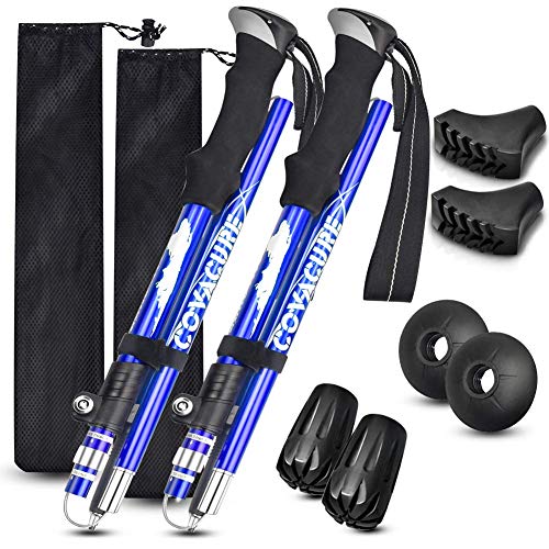 Trekking Poles Collapsible Hiking Poles - Aluminum Alloy 7075 Trekking Sticks with Quick Lock System, Telescopic, Collapsible, Ultralight for Hiking, Camping