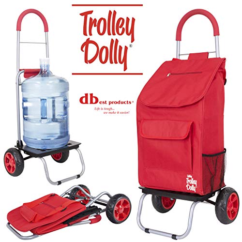 dbest products Trolley Dolly, Red Shopping Grocery Foldable Cart