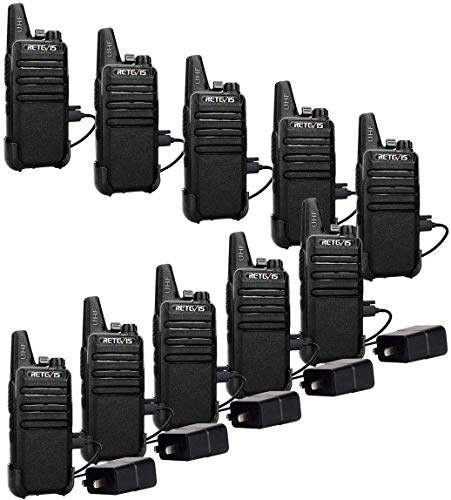 Retevis RT22 Walkie Talkies Rechargeable,Long Range Two Way Radio,2 Way Radio for Adults, Handsfree VOX Mini, for Business Office School Church Restaurant Retail(Black,10 Pack)