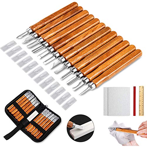 Wood Carving Knife Set-20 Pcs Hand Carving Tool Set, Halloween Pumpkin Carving Tools for DIY Sculpture Carpenter Experts & Beginners