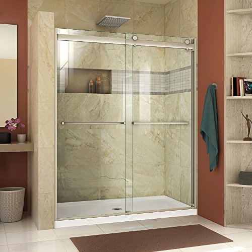DreamLine Essence-H 44-48 in. W x 76 in. H Semi-Frameless Bypass Shower Door in Brushed Nickel, SHDR-634876H-04
