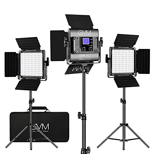 GVM RGB LED Video Lighting Kit, 800D Studio Video Lights with APP Control, Video Lighting Kit for YouTube Photography Lighting, 3 Packs Led Light Panel, 3200K-5600K, 8 Kinds of The Scene Lights