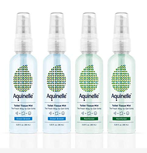 Aquinelle Toilet Tissue Mist - Value Pack of 4 Convenient 3.25oz Bottles - Non-Clogging Alternative to Flushable Wipes - Simply Spray On Any Folded Toilet Paper