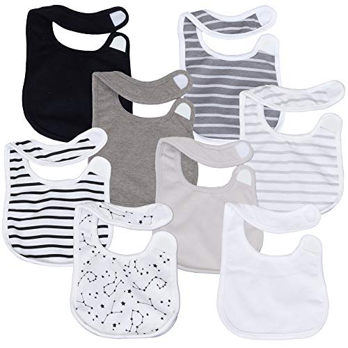 Hanes Ultimate Baby Flexy 8 Pack Bibs, Grey Stripe, NO SIZE