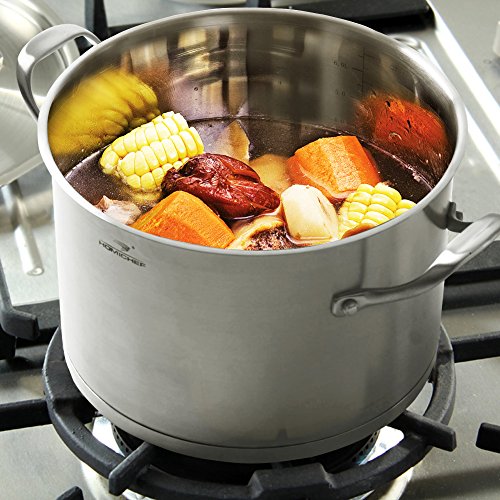 HOMI CHEF LARGE HEAVY ECOLOGICAL NICKEL FREE Stainless Steel Stock Pot 8qt w/Lid (No Toxic Non Stick Coating, 5.1LBS) - Induction Pot 8 Quart Cooking Pot Stew Pot 4 Soup Pot Dutch Oven Pot Casserole
