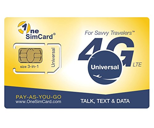 OneSimCard Universal 3-in-one SIM Card for use in Over 200 Countries with $5 Credit – Voice, Text and Mobile Data as Low as $0.01 per MB. Compatible with All Unlocked GSM Phones. 4G in 50+ Countries.