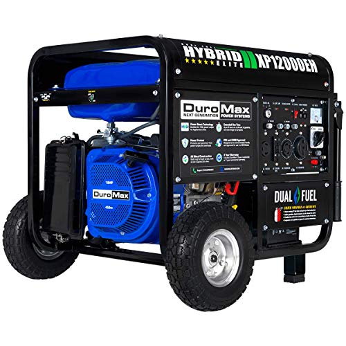 DuroMax XP12000EH Dual Fuel Electric Start Portable Generator, Blue and Black