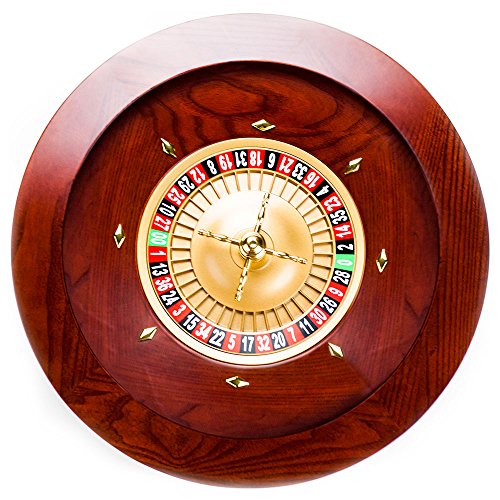 Brybelly Deluxe Wooden Roulette Wheel Set,19.5'- Red/Brown Mahogany with Double-Zero Layout, Casino Grade Precision Bearings, Aircraft Aluminum Dish,Chrome-Plated Brass Turret, Game Night Essential, Model:GROU-003