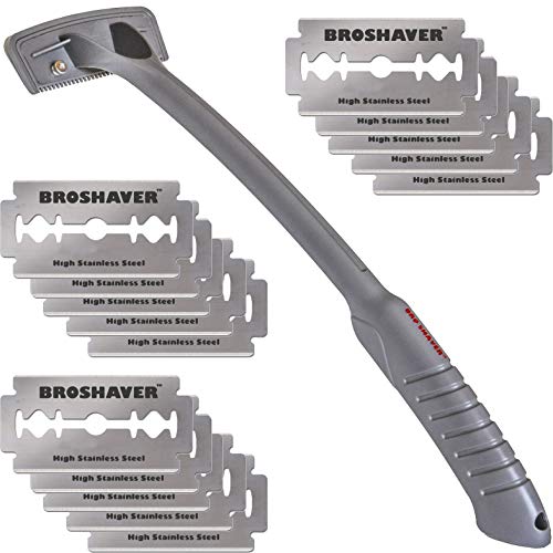 BRO SHAVER Back Hair Shaver, Uses Standard Double Edge (DE) Safety Razor Blades, Cheap Penny Refills, Stainless Steel Bolts, 15 Razors Included, Do-it-Yourself