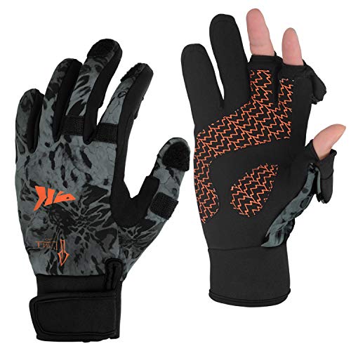 KastKing Mountain Mist Fishing Gloves – Cold Winter Weather Fishing Gloves – Fishing Gloves for Men and Women – Ideal as Ice Fishing, Photography, or Hunting Gloves(Blackout, Large)