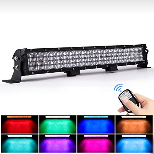 WEISIJI LED Light Bar 20inch 252W Straight 6000K Spot Flood Beam RGB LED Work Light Bar Compatible with LED Driving Light for Offroad Truck ATV SUV 4WD Pickup Boat Remote Control