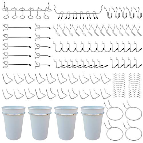 Pegboard Hooks, Will Not Fall Out, for Garage, Workbench, Kitchen, 130 Piece