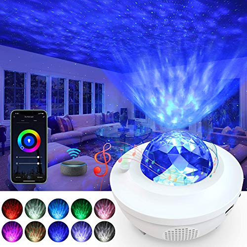 Star Projector, Yamla Smart Galaxy Light Projector Work With Alexa Google Assistant, Ocean Wave Night Light Projector With App Remote Control Bluetooth Speaker, Sky lite for Kids Adults Bedroom Party