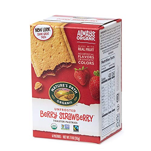 Nature’s Path Unfrosted Berry Strawberry Toaster Pastries, Healthy, Organic, 11-Ounce Box (Pack of 12)