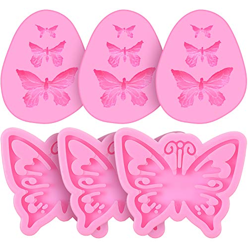 6 Pieces Butterfly Silicone Molds Butterfly Skeleton Keychain Mold Candy Fondant Chocolate Mold for Making Cake Decoration, Polymer Clay, Wax, DIY Sugar Crafts