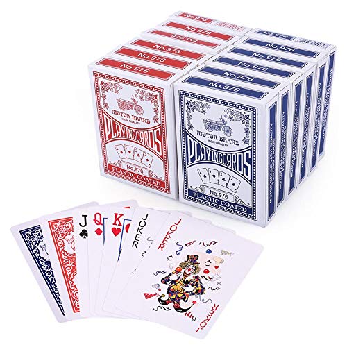 LotFancy Playing Cards, Poker Size Standard Index, 12 Decks of Cards (6 Blue and 6 Red), for Blackjack, Euchre, Canasta, Pinochle Card Game, Casino Grade