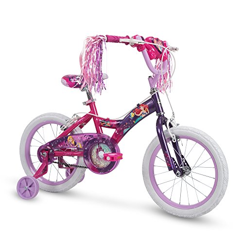 Huffy Disney Princess Kid Bike w/ Streamers & Training Wheels, Purple
