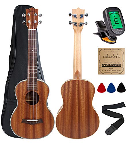 Kulana Deluxe Tenor Ukulele, Mahogany Wood with Binding and Aquila Strings + Gig Bag