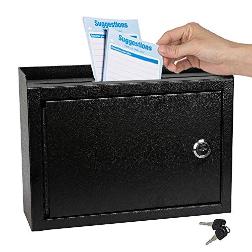 KYODOLED Suggestion Box wigh Lock,Locking Mailbox, Key Drop Box, Wall Mounted Mail Box,Safe Lock Box,Ballot Box,Donation Box 9.8' W x 3' D x 7' H,Black