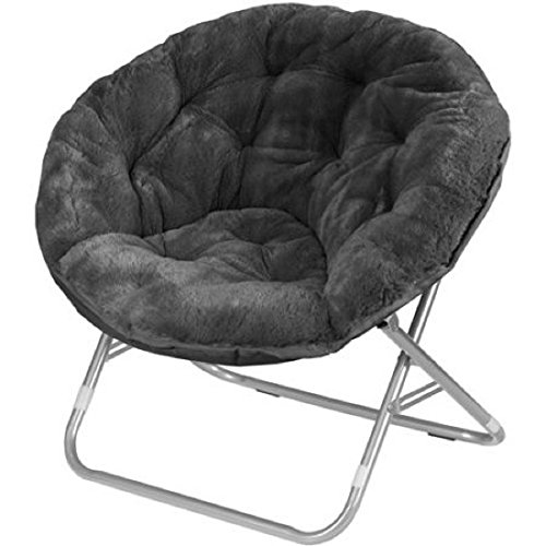 Very Comfortable Mainstays Faux-Fur Saucer Chair (Black)