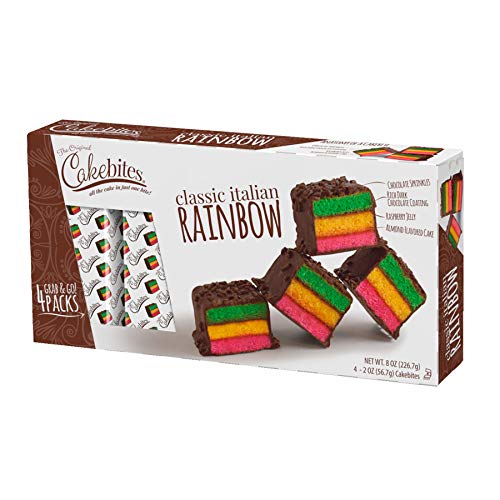 The Original Cakebites by Cookies United, Grab-and-Go Bite-Sized Snack, Italian Rainbow, 4 Pack of 3 Cookies