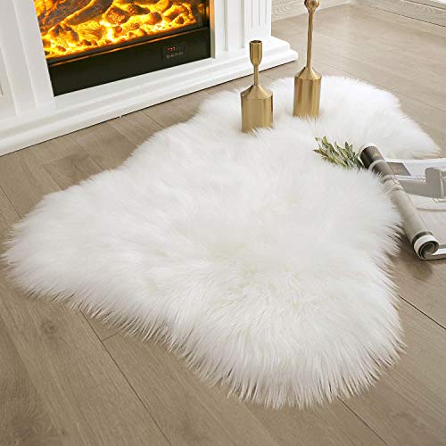 Ashler Soft Faux Sheepskin Fur Rug Chair Couch Cover White Area Rug Bedroom Floor Sofa Living Room 2 x 3 Feet