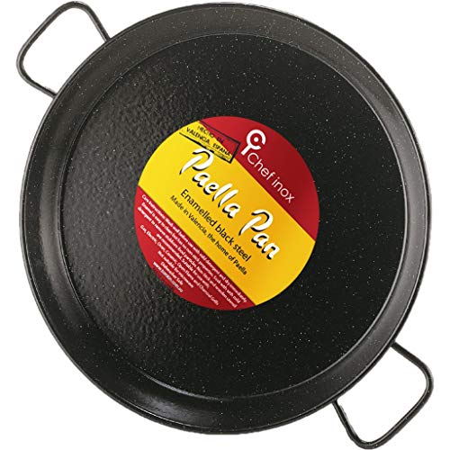 Garcima 16-Inch Enameled Steel Paella Pan, 40cm, Medium, Black