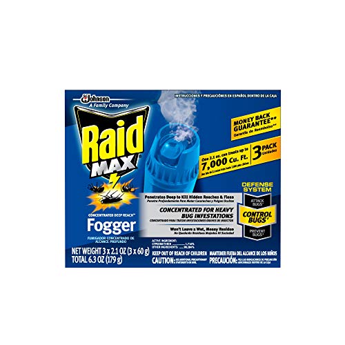 Raid Max Fogger, Insect Killer for Mosquito, Ant, Roach, Spider, Flea, For Indoor Use, 2.1 Oz, 3 Count