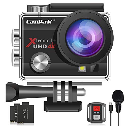 2020 UpgradeCampark 4K 20MP Action Camera EIS External Microphone Remote Control WiFi Waterproof Camera with 170° Wide Angle and 2 Batteries