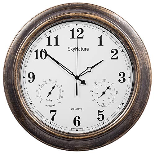 SkyNature Outdoor Clocks, 18 Inch Large Indoor Outdoor Wall Clock Waterproof with Temperature and Humidity