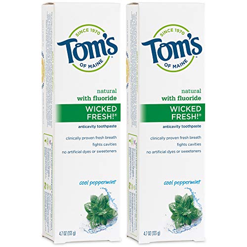 Tom's of Maine Natural Wicked Fresh Fluoride Toothpaste, Natural Toothpaste, Toothpaste, Cool Peppermint, 4.7 Ounce, 2-Pack