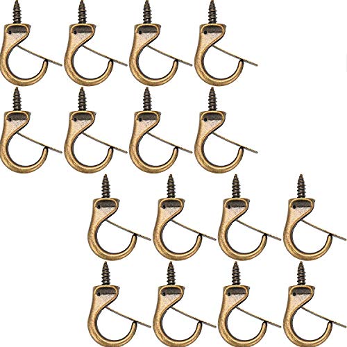 Jetec Metal Cup Hooks Dropped Ceiling Hooks Suspended Ceiling Hooks Screw Loop Hooks (24 Pieces)