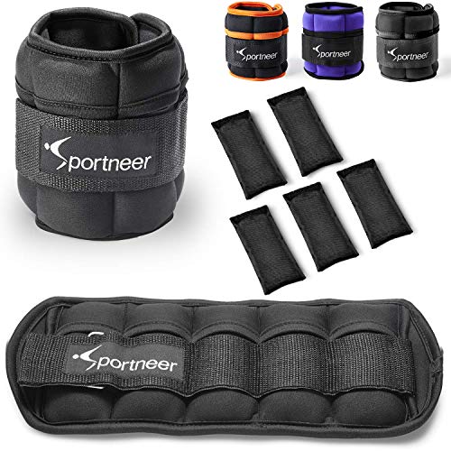 Sportneer Ankle Weights, 1 Pair 2 3 4 6 7 Lbs Adjustable Weights Wrist Weight Straps for Gym,Fitness, Workout,Walking, Jogging| 0.5-3.5 lbs Per Ankle, 2 Pack 1-7 lbs
