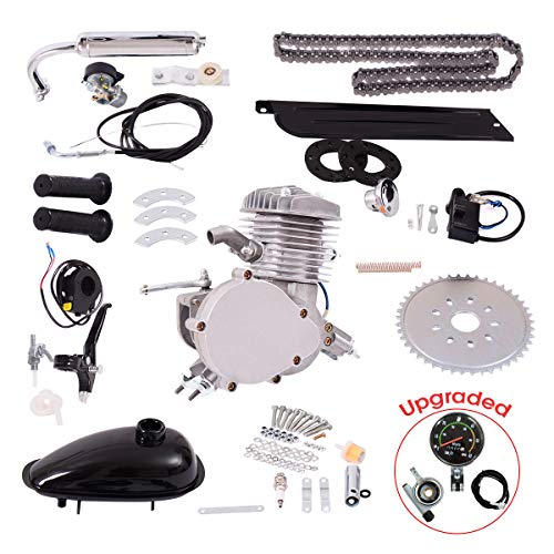 Goplus Bicycle Motor Kit, 80cc 2-Stroke Upgrade Bike Engine Kit, Gasoline Motorized Gas Engine Bike Motor Kit, Speed Up to 50km/h, 2000W