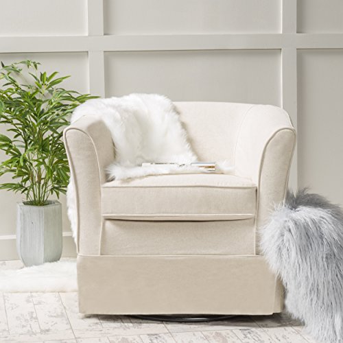 Christopher Knight Home Cecilia Swivel Chair with Loose Cover, Natural Fabric