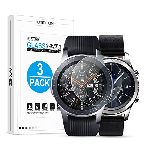 OMOTON Tempered Glass Screen Protector Compatible Samsung Gear S3 & Galaxy Watch 46mm [3 Pack]