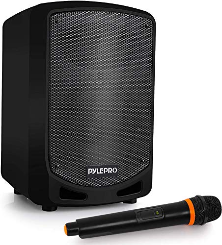 Pyle Bluetooth Karaoke PA Speaker - Indoor / Outdoor Portable Sound System with Wireless Mic, Audio Recording, Rechargeable Battery, USB / SD Reader, Stand Mount - for Party, Crowd Control - PSBT65A