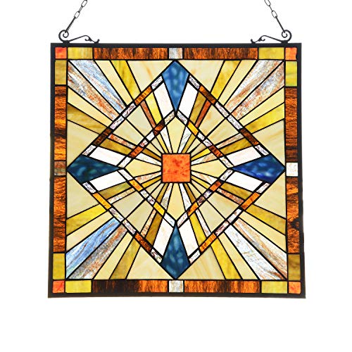 Capulina Stained Glass Panels Beautiful Mission Style Tiffany Window Panel Stained Glass Hanging Panel Stained Glass Window Panels Tiffany Style Window Panels with Chain