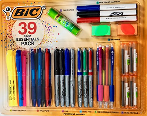BIC Essentials Writing Set 39-Pieces BIC 39-Pices Essentials Writing Set with an Assortment of Pens, Pencils, Markers, Highlighters and More, Savings Value Pack School and Office Supply