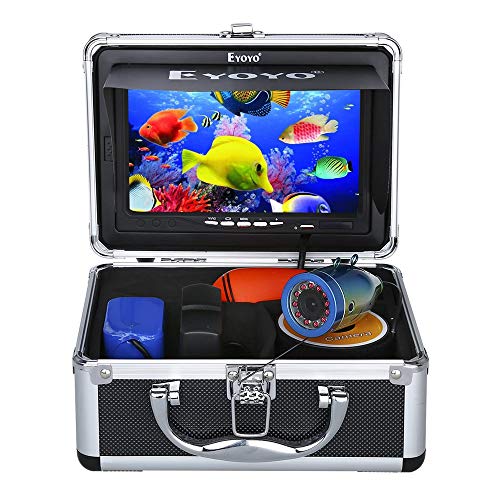 Eyoyo Portable 7 inch LCD Monitor Fish Finder Waterproof Underwater 1000TVL Fishing Camera 15m Cable 12pcs IR Infrared LED for Ice,Lake and Boat Fishing