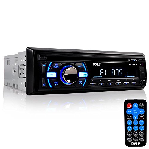 Boat Bluetooth Marine Stereo Receiver - Marine Head Unit Din Single Stereo Speaker Receiver - Wireless Music Streaming, Hands-Free Calling, CD Player/MP3/USB/AUX/ AM FM Radio - Pyle PLCD43BTM (Black)