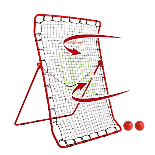 Rukket Pitch Back Baseball/Softball Rebounder PRO w/ 2 PurePower Weighted Balls, Adjustable Pitching Target, and High Visibility Bases | Pitching and Throwing Practice Partner | Adjustable Angle