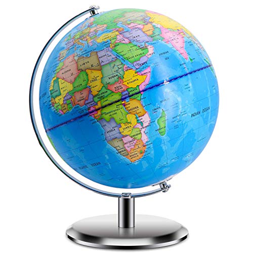 World Globes for Kids - 12 Inch Diameter - Educational World Globe with Stand Adults Desktop Geographic Globes Discovery World Globe Educational Toy for Children - Geography Learning Toy (12inch)